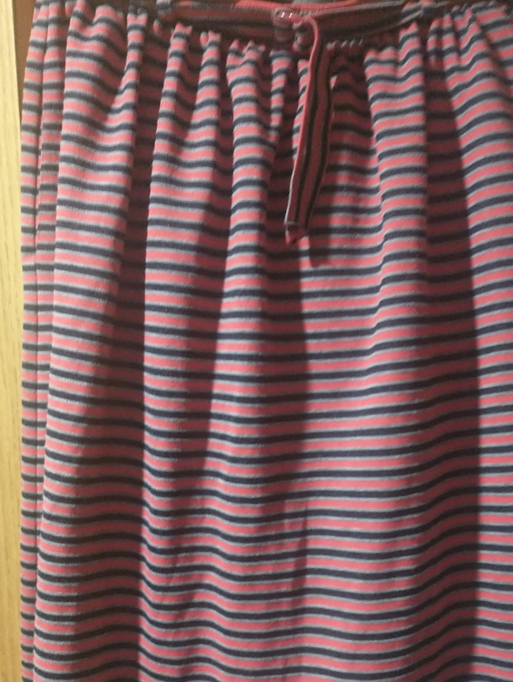 Striped Red and Gray Drawstring Skirt